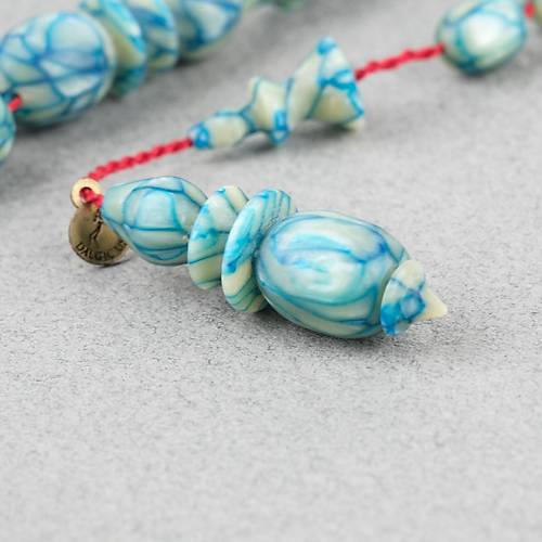 Galalit Yumurta Kesim 8.5x12mm Tesbih -Sedefli Turkuaz