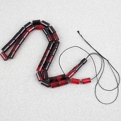 Ate� Kehribar Kesme Kesim 7x11mm Tesbih -Bordo