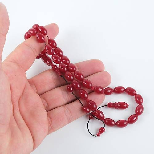 Zar Kehribar Beyzi Kesim 7.5x11.5mm Tesbih -Vine