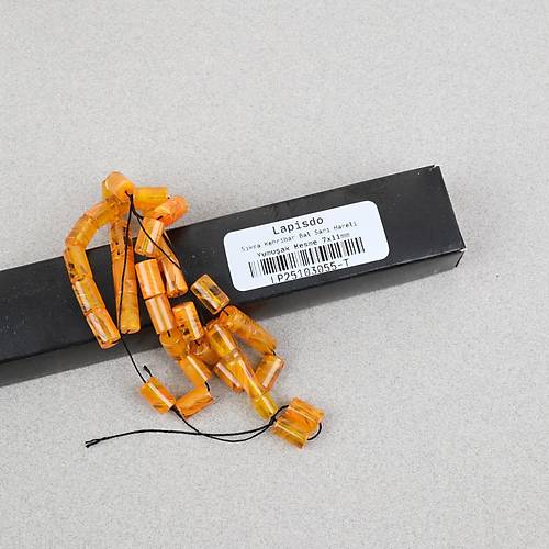 S�kma Kehribar Hareli Kesme Kesim 7x11mm Tesbih -Bal Sar�s�
