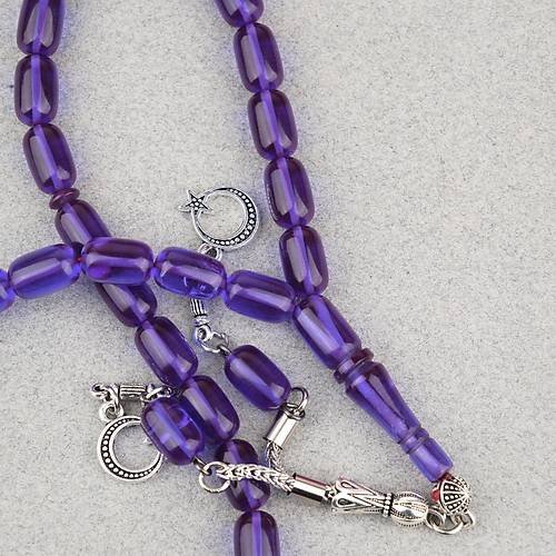 S�kma Kehribar Kaps�l Kesim Alpaka P�sk�ll� 7x11mm Tesbih