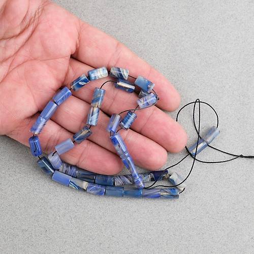 S�kma Kehribar Kesme Kesim 6x10mm Tesbih P�sk�ls�z Mavi