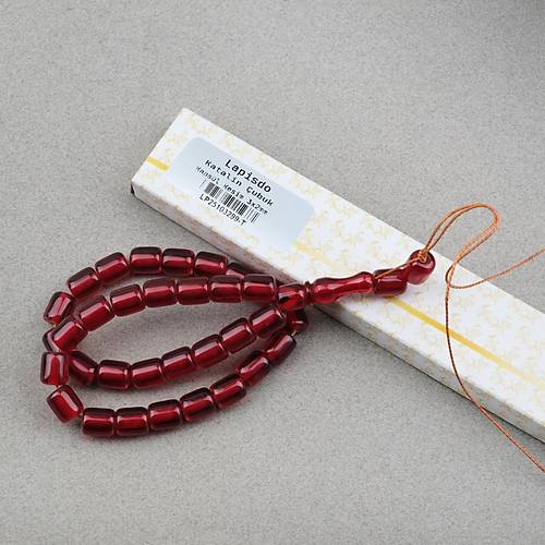 Katalin �ubuk Kaps�l Kesim 9x12mm Tesbih - �effaf Bordo P�sk�ls�z
