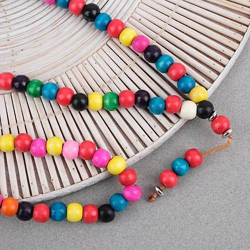 Bonibon 99luk Renklli Boyal� Ah�ap K�re Kesim 10mm Namaz Tesbihi