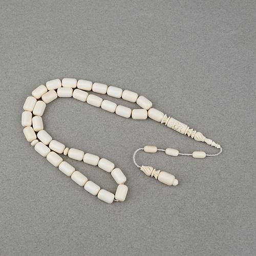 Fil Di�i Kaps�l Kesim ��lemeli �mame Mesut Varl� Usta ��i 8x12.5mm Tesbih - Beyaz