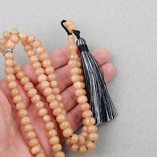 Kehribar 99luk Tekerlek Kesim 9x6.5mm Namaz Tesbihi
