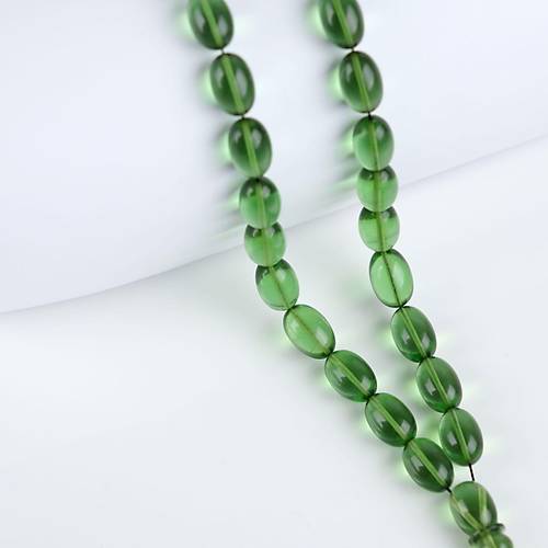 Zar Kehribar Beyzi Kesim 7.5x11.5mm Tesbih -�effaf Ye�il