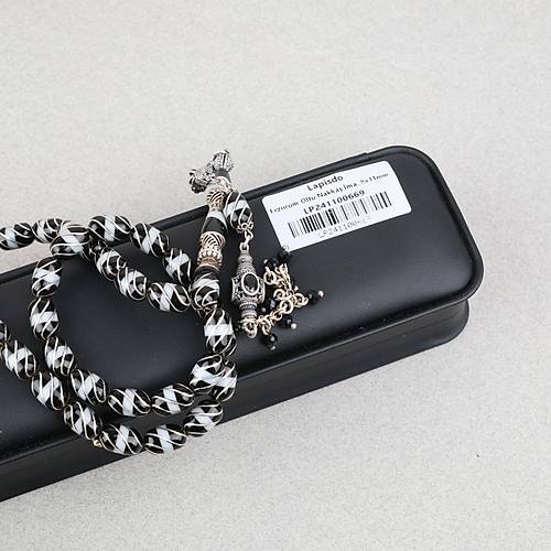 Erzurum Oltu 925Ayar G�m�� ��leme ve P�sk�l �e�mib�lb�l Nakka� �mame Kaps�l Kesim 8x12mm Tesbih