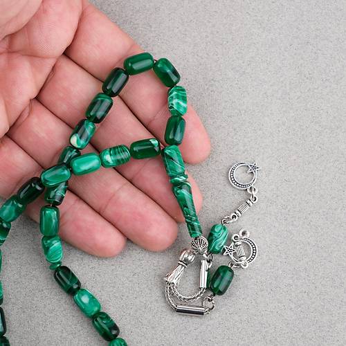 S�kma Kehribar Kaps�l Kesim Alpaka P�sk�ll� 7x11mm Tesbih