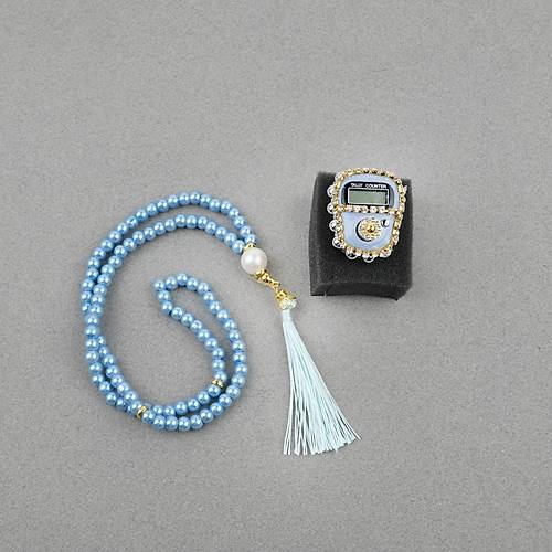 Tal Zikirmatik Elektronik Tesbih ve 99luk Namaz Tesbih Seti -Gk Mavi