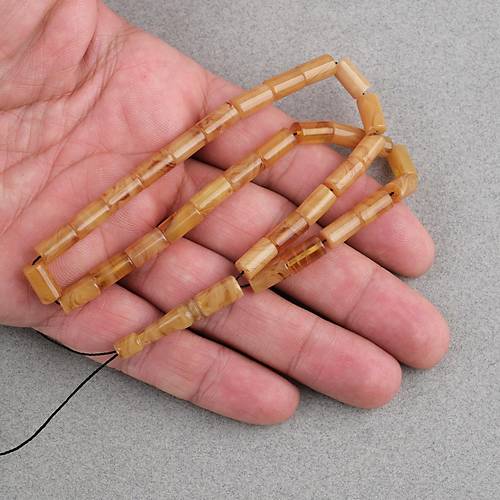 S�kma Kehribar Kesme Kesim 6x10mm Tesbih P�sk�ls�z Sar�