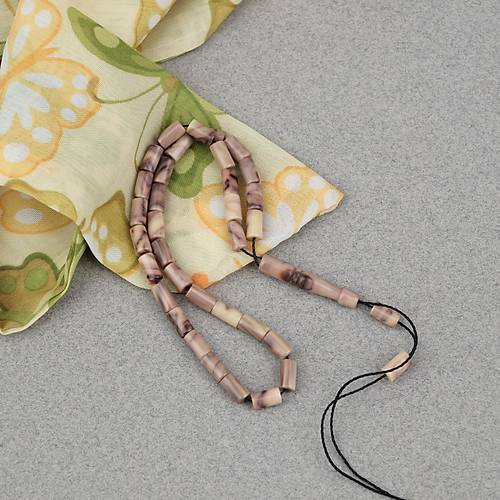 S�kma Kehribar Kesme Kesim 4x7mm Tesbih- Kahverengi-Bej