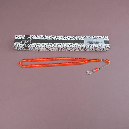 U�ak Cam� Kesme Kesim 7x10mm Tesbih Alpaka P�sk�ll� �effaf Turuncu