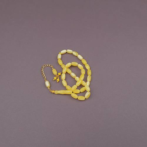 Beyrut Damla Alt�n Renk P�sk�ll� Arpa Kesim 8x14mm Tesbih