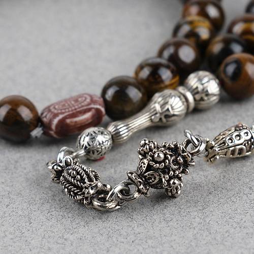 Kaplang�z� Alpaka p�sk�ll� K�re Kesim 8.5mm Tesbih ve Bileklik Seti