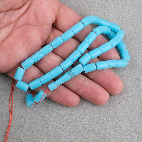 U�ak Cam� Kesme Kesim 7x10mm Tesbih P�sk�ls�z Turkuaz