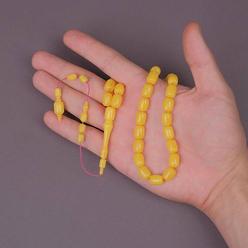 �brahim Atasever Usta ��i �mzal� Bel�ika Katalin Kaps�l Kesim 9x12mm Tesbih - Sar�