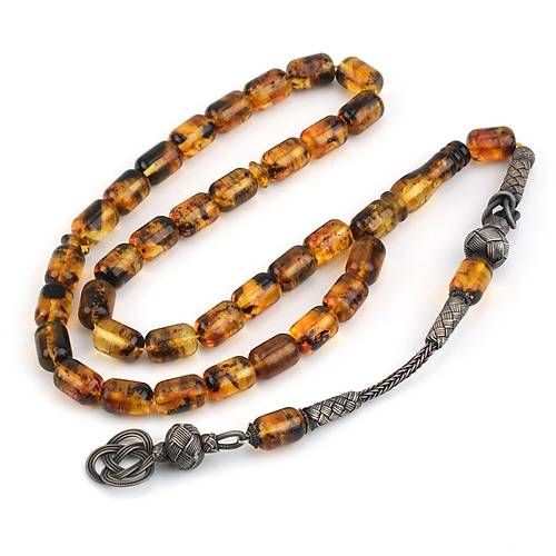 Balt�k Damla Kehribar Fosilli 1000Ayar Kazas P�sk�l Kaps�l Kesim 7x10mm Tesbih