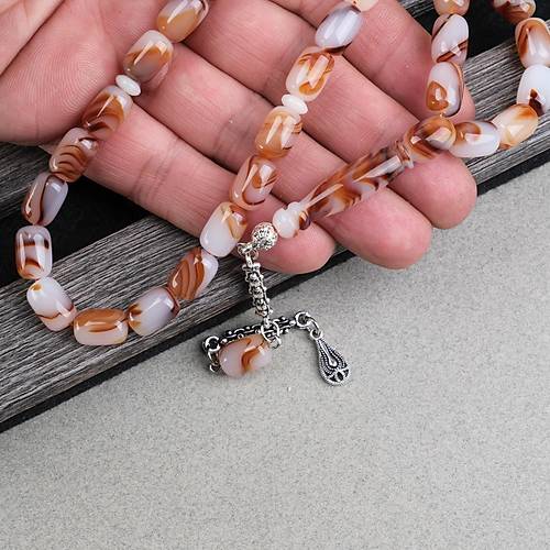 Arizona Katalin Alpaka P�sk�l Kaps�l Kesim 8x12mm Tesbih- Kahverengi