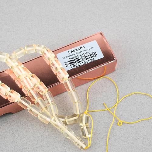 Su Damlas� Damla Kehribar Kaps�l Kesim 8x11mm Tesbih - P�sk�ls�z