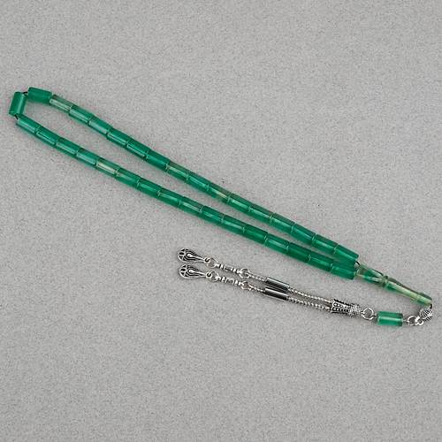 S�kma Kehribar Kesme Kesim Alpaka P�sk�ll� 6x10mm Tesbih