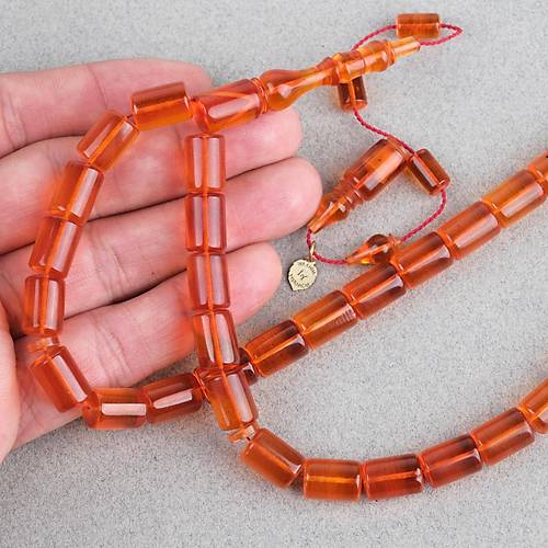 Ate� Kehribar Eski Heykel Objeden Kaps�l Kesim 8x12mm Tesbih