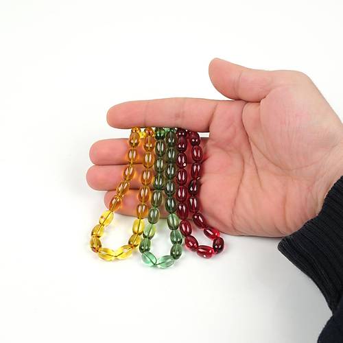 Skma Kehribar Eski Alman Oyun Zar Obje Kapsl Kesim 7.5x11mm Tesbih Seti