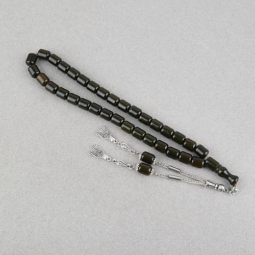 Katalin �ubuk Alpaka P�sk�ll� Kaps�l Kesim 9x11mm Tesbih -Haki