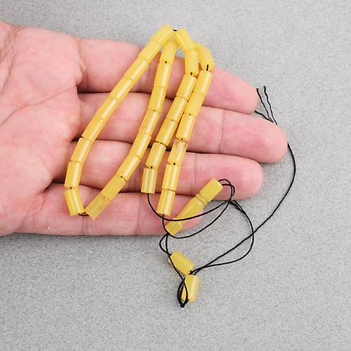 S�kma Kehribar Bilek Boy Kesme Kesim 5x9mm Tesbih -Sar�