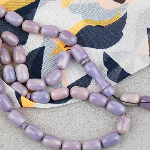 S�kma Kehribar Kaps�l Kesim 7x11mm Tesbih P�sk�ls�z Lila