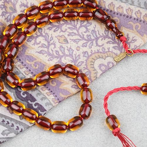 Ate� Kehribar Kaps�l Kesim Oturtma �mameli Omari Sistemli  7x9mm Tesbih