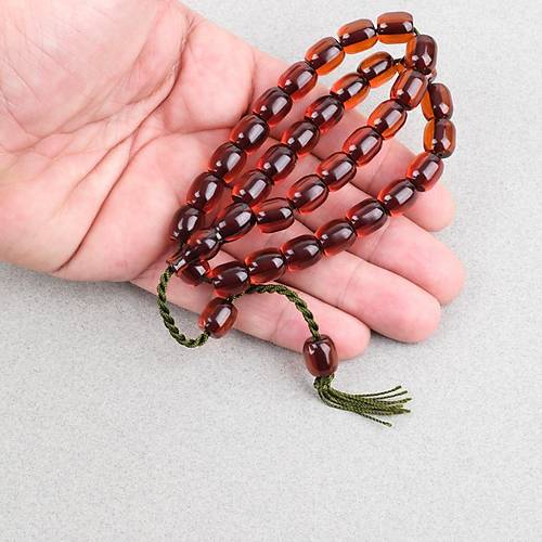 Ate� Kehribar Alman �ubuk Kaps�l Kesim 9x10mm Tesbih