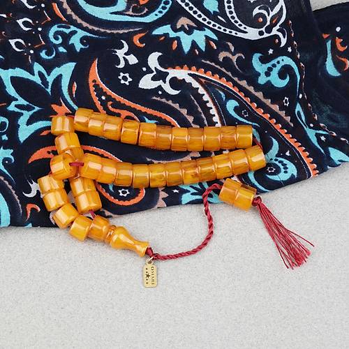 Omari S�kma Kehribar Tekerlek Kesim Oturtma �mameli Sistemli 7.5x11mm Tesbih