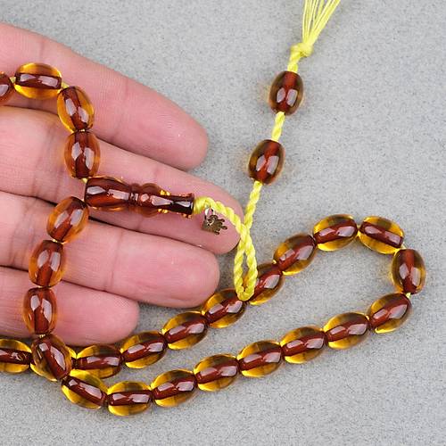 Omari Ate� Kehribar Beyzi Kesim Oturtma �mameli Sistemli 8.5x11mm Tesbih