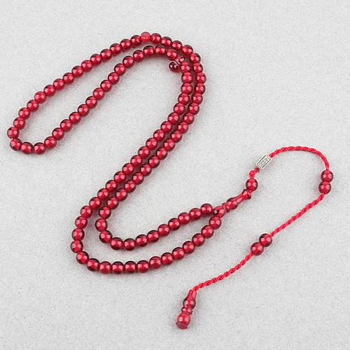 Katalin Usta ��i �mzal� 99luk Namaz Tesbih K�re Kesim 7mm Tesbih - Koyu K�rm�z�