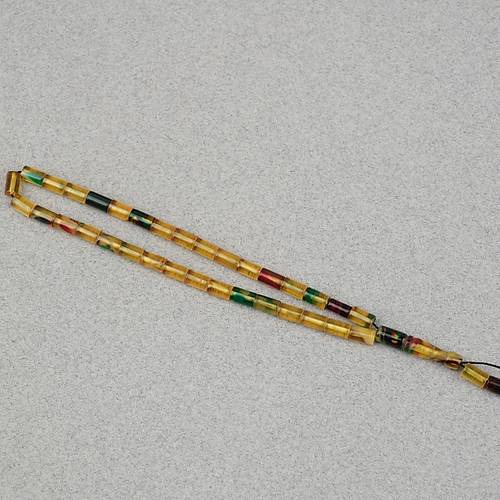 Ate� Kehribar Kesme Kesim 4x7mm Tesbih- Sar�-Ye�il