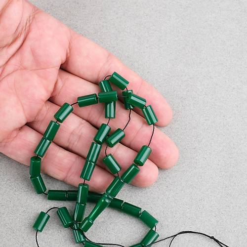 S�kma Kehribar Kesme Kesim 6x10mm Tesbih P�sk�ls�z Ye�il