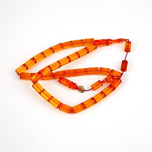 Ate Kehribar Kesme Kesim 8x11.5mm Tesbih - effaf Turuncu