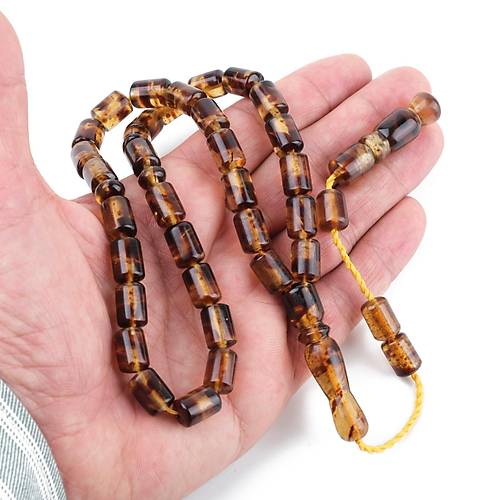 Sumatra Kaya Damla Kehribar Kapsl Kesim 8.5x12mm Tesbih