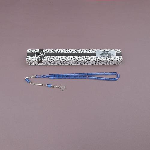 U�ak Cam� Kesme Kesim 6x10mm Tesbih Alpaka P�sk�ll� �effaf Mavi