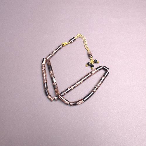 S�kma Kehribar Kesme Kesim Alt�n Renk P�sk�ll� 6x10mm Tesbih