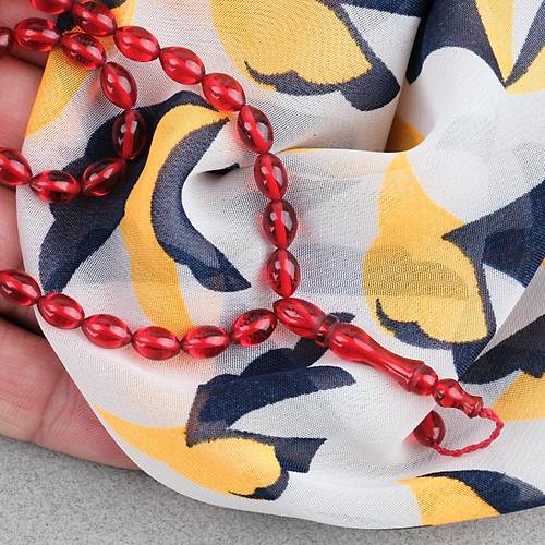 S�kma Kehribar Beyzi Kesim Sistemli Bilek Boy 5x8mm Tesbih K�rm�z�