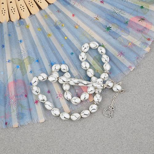 G�m�� Kaplama Kafesli Mine Beyzi 7x9mm Tesbih - Beyaz