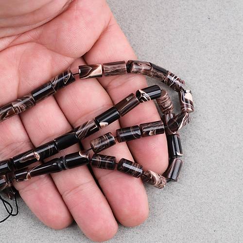 S�kma Kehribar Kesme Kesim 6x10mm Tesbih P�sk�ls�z Krem Kahverengi