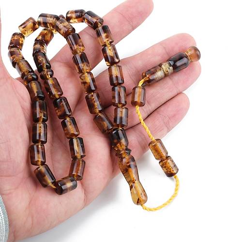 Sumatra Kaya Damla Kehribar Kapsl Kesim 8.5x12mm Tesbih