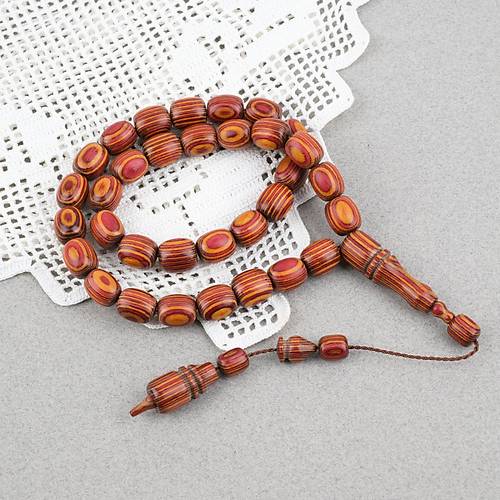 Kafur A�ac� Kaps�l Kesim 11x12mm Tesbih - Sar� K�rm�z�