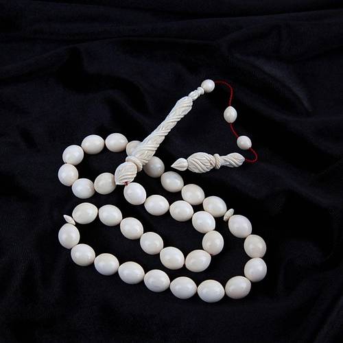 Fildi�i Kalem ���ilikli �mame /Hitame Beyzi Kesim 10.5x13mm Tesbih (51gr)