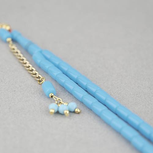 U�ak Cam� Kesme Kesim 7x10mm Tesbih P�sk�ll� A��k Mavi