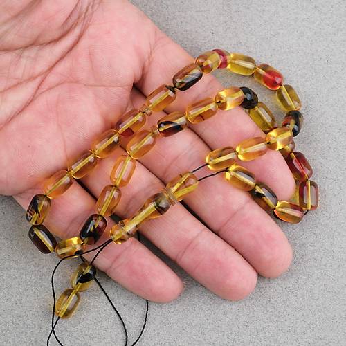 S�kma Kehribar Kaps�l Kesim 7x11mm Tesbih P�sk�ls�z