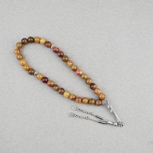 Akik Ta�� K�re Kesim Alpaka P�sk�ll� 10mm Tesbih